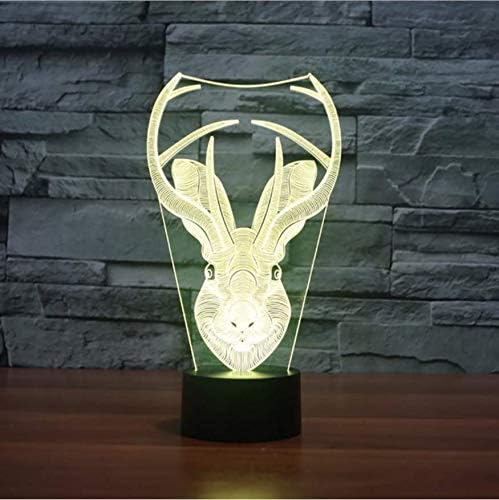7 Colors Change Touch Moose Head Modelling Button Creative Desk Lamp USB Gift Led 3D Vision Deer Horn Lamp Night Lights Decor