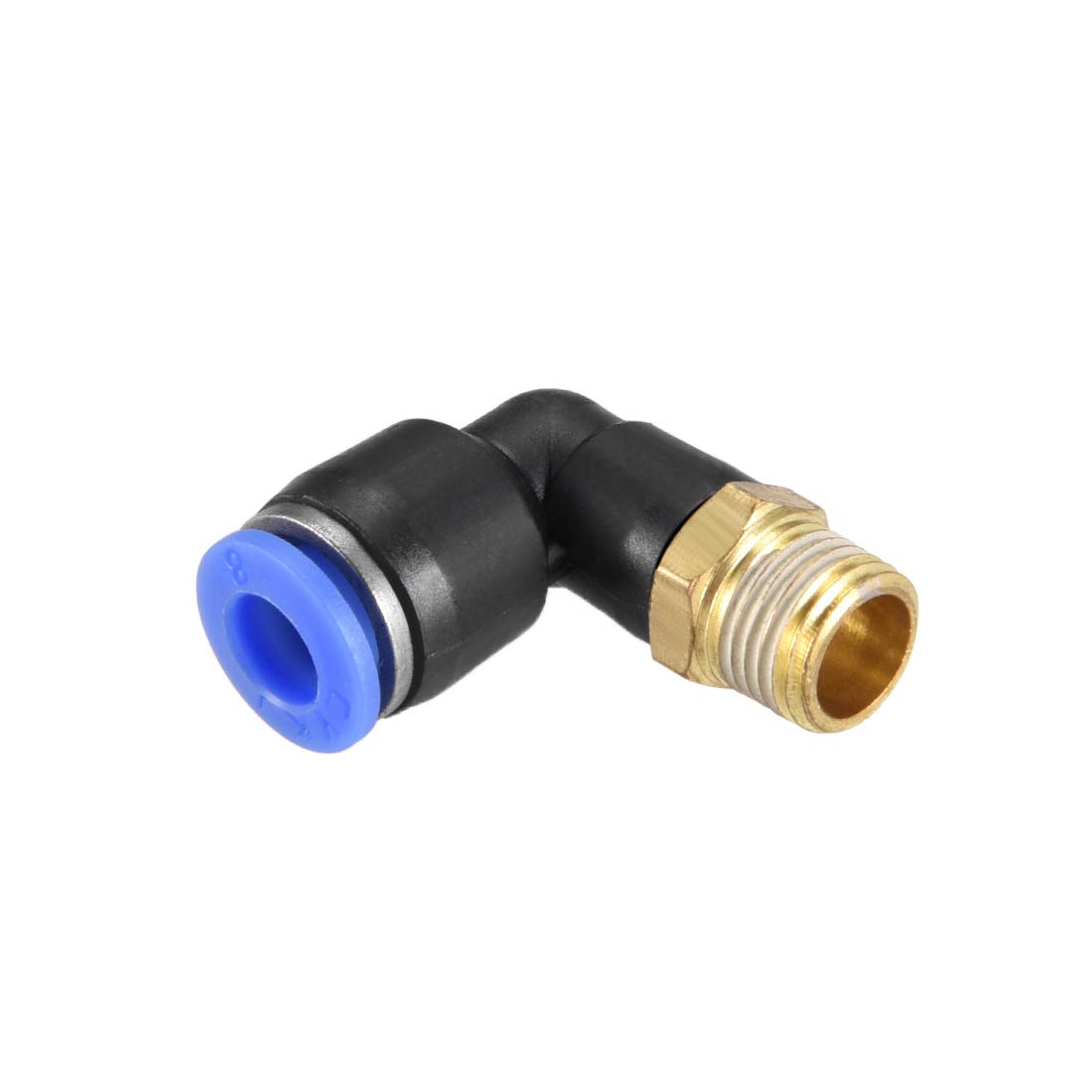 sourcing map Push to Connect Tube Fitting Male Elbow 8mm Tube OD x G1/8" Thread Pneumatic Air Push Fit Lock Fitting Blue