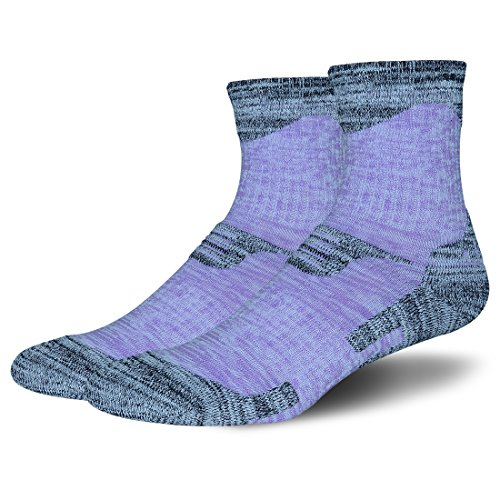 Kingbra Mens Women Ski Cotton Socks,High Performance Thick Warm Wicking Crew Socks for Snowboard Hiking Sports (2 pairs) Purple Large