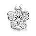 BAMOER 925 Sterling Silver Dazzling Daisy CZ Charm Bead for DIY Snake Chain Bracelet