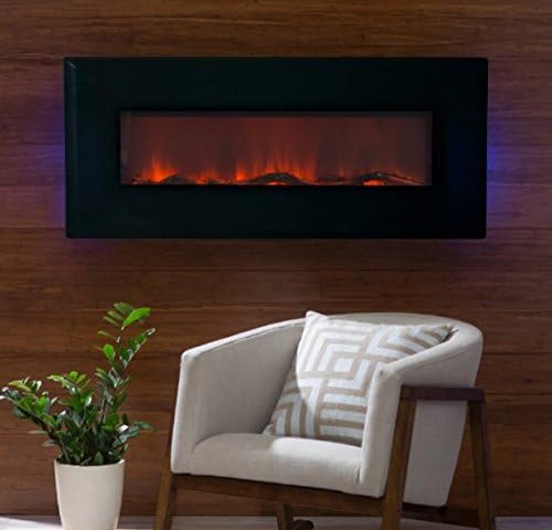 Electric Fireplace Wall Mount,Wall Heater 50 in. LED Wall Fireplace , Color Black, 10 Flame-Warm Up Any Decor With Realistic LED Flames That Flicker And Dance.