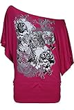 Oops Outlet Women's Roses Butterfly Off Shoulder Bardot Batwing Sleeve Tops