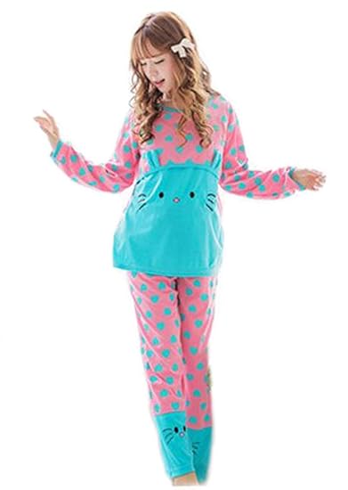 Bold N Elegant Pink N Blue Cute Cartoon Printed Cotton Maternity Sleepwear Pregnancy Feeding Nursing Tshirt Pyjama Nightdress Night Suit for Mum to be