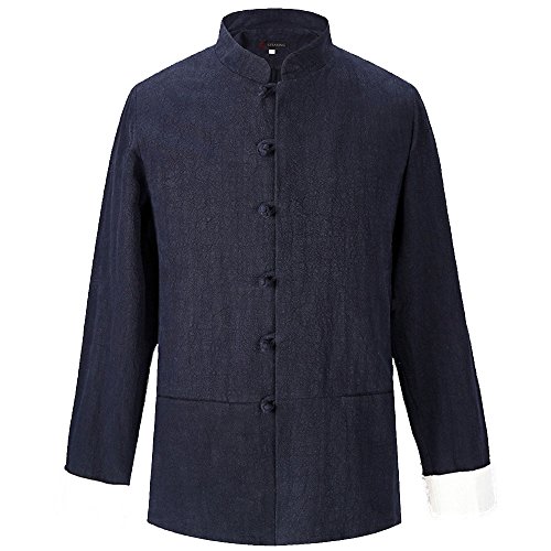 FangNer Men's Chinese Long Sleeve Tang Suit Kung Fu Uniform Cotton Jackets