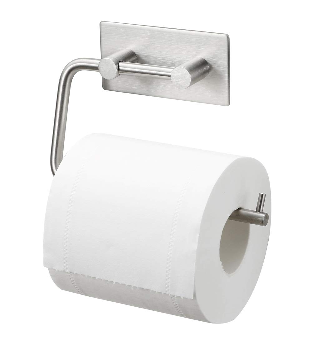 Toilettenpapierhalter für Badezimmer & Küche - Edelstahl Rostfrei, Gebürstetes Finish - Schwenkbarer Arm - Papierhalter Selbstklebend Kein Bohren Kein Werkzeug