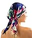 Ashford & Brooks Women's Pretied Fitted Headscarf Chemo Bandana - Blue/Pink Tropical Fronds