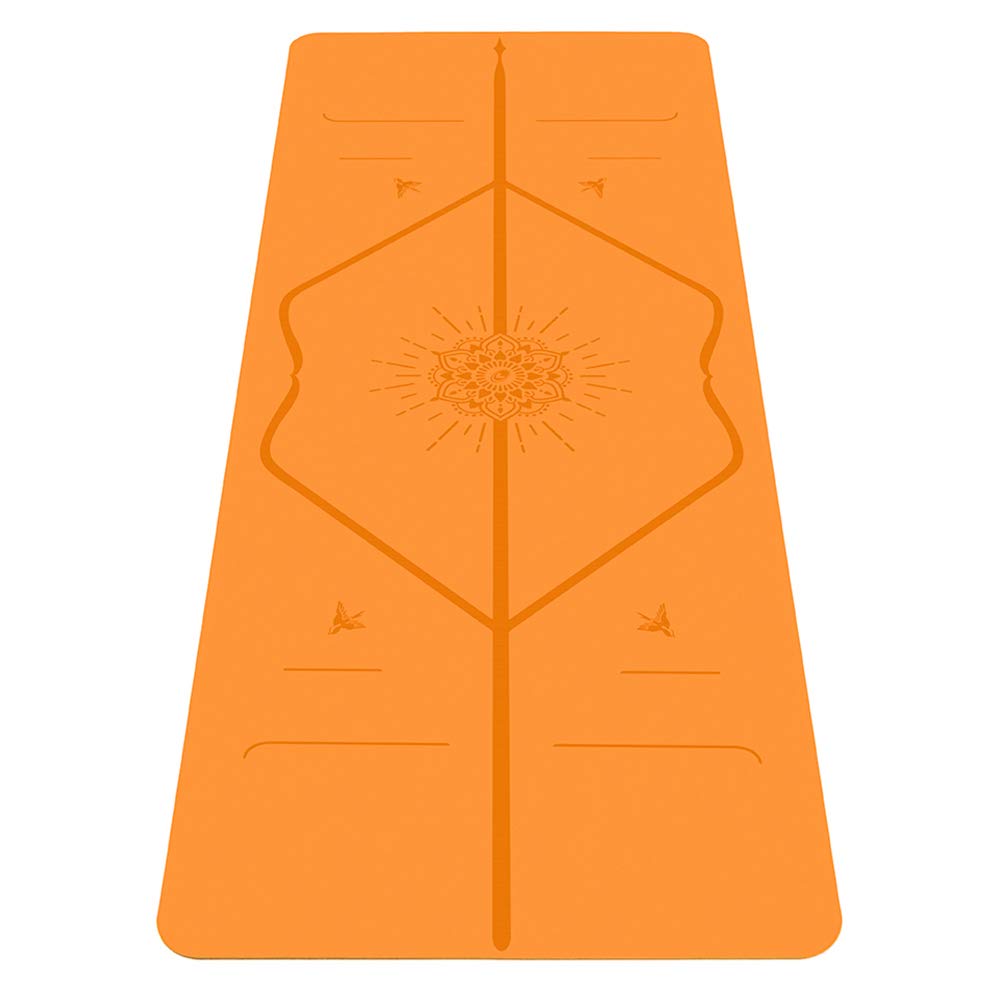 Liforme Travel Yoga mat – Free Yoga Bag, Patented Alignment System, Warrior-like Grip, Non-slip, Eco-friendly and Biodegradable, Ultra-lightweight, Sweat resistant, Long, Wide and Thick (Orange)