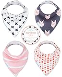 Kaydee Baby Best Bandana Drool and Dribble Bibs with Adjustable Snaps for Boys and for Girls (X's) 4 Pack Gift Set