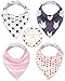 Kaydee Baby Best Bandana Drool and Dribble Bibs with Adjustable Snaps for Boys and for Girls (Xs) 4 Pack Gift Set