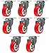 Online Best Service 8 Pack No Brake Caster Wheels Swivel Plate Casters On Red Polyurethane Wheels