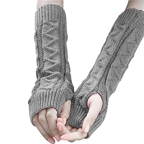 Clearance! Teresamoon Women Winter Wrist Arm Warmer Knitted Keyboard Long Fingerless Gloves Mitten