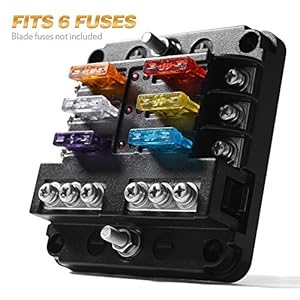 MICTUNING 6-Fach Sicherungshalter, ATO Sicherungskasten mit LED-Anzeige Schutzabdeckung für KFZ-Boot Marine-SUV – Bild 3