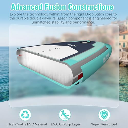 Adult Inflatable Surfboard, 320 cm Inflatable Sup with Accessories: Paddle, Pump, Fish Fins *3, Load Capacity of 135 kg, Plus Sup Board for All Levels Surfers