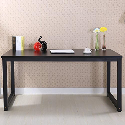 Modern Simple Style Computer Desk PC Laptop Study Table Office Desk Workstation for Home Office, Black+Black Leg 47 inch (47x23.6", Black +Black Leg)