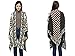 Women's Knitted Cardigan Geometric Pattern Bat Sleeve Sweater Shawl Capes Coat (Red/Black/White)