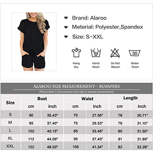 Stylish Womens Jumpsuits and Rompers Plus Size with Elastic Waist Pockets Black XL