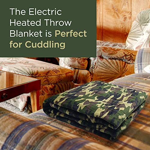 Dr Relief Electric Heated Throw Blanket Fleece with Controller, 4 Hours Auto Shut-Off, Fast Warming, Full-Body Comfort, Luxuriously Soft, Machine Washable, 50" x 60", Micromink for Cozy Couch or Bed