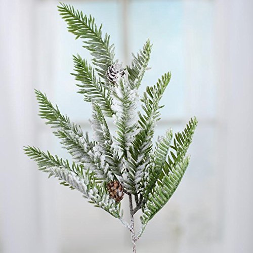 Factory Direct Craft Pair of Flocked Snowy Artificial Hemlock Sprays for Home and Holiday Decorating and Embellishing