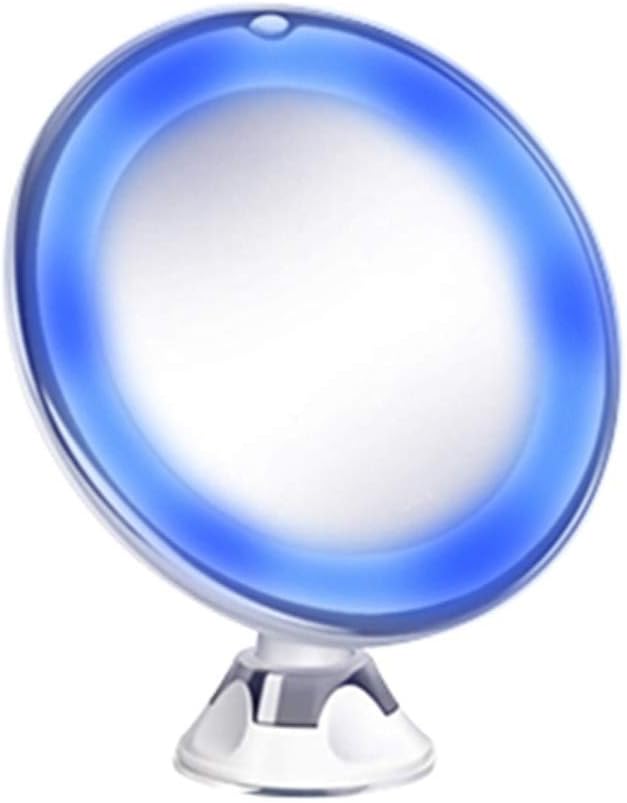 shamrock58 Flexible Mirror Lighted 10X Magnifying Makeup Mirror Power Locking Suction Cup White/Yellow/Blue