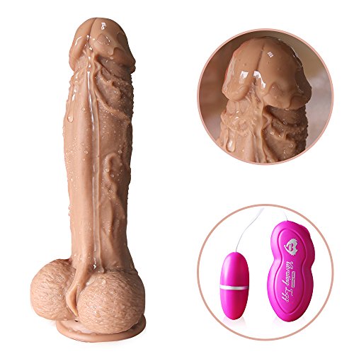 Dildo with Strong Suction Cup and Washable Liquid Silicone 360°Swing Cock Dildo for Fun 9.5″x 4.26″Hands Free Penis Sex Toys (Brown)