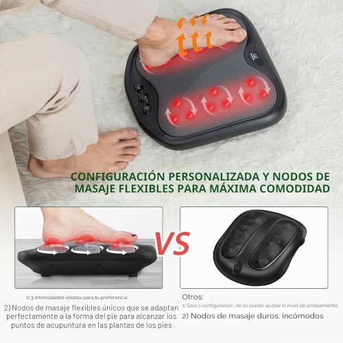Snailax 2 in 1 Shiatsu Foot Massager with Heat, Flexible Massage Knots for All Sizes of Feet, Foot Warmer, Electric Pain Reliever
