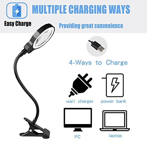 Daylight LED 3X Magnifying Lamp Magnifying Glass with Light Clip On