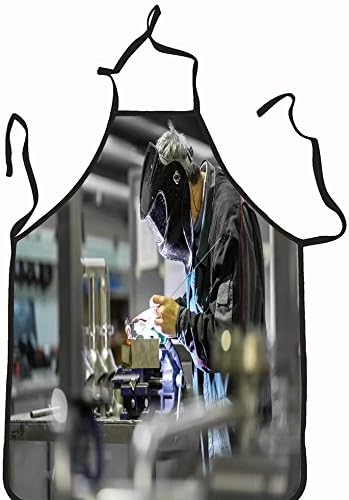 chanrancase tailored apron industrial worker with protective mask weldin Children, unisex kitchen apron, adjustable neck for barbecue 26.6x27.6+10.2(neck) INCH