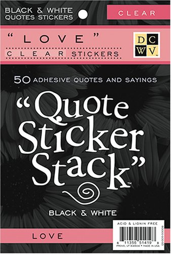 Diecuts With A View Black and White 4-3/8 inches by 7 inches 10 Sheets Clear Sticker Quote Stack, Love