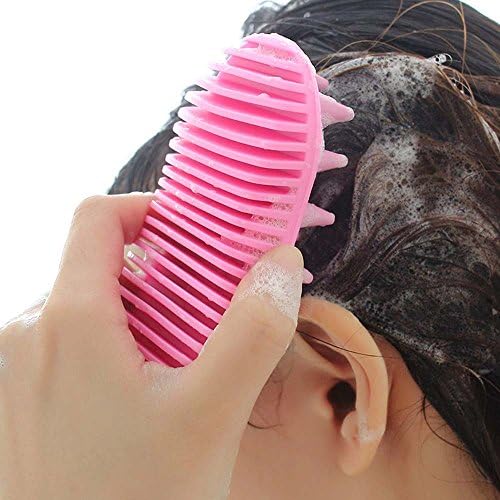 SPORTWIN Ultra Soft Silicone Scalp Massage Shampoo Brush Hair Head Scalp Boby Bath Messager Washing Comb Brush (Pink)