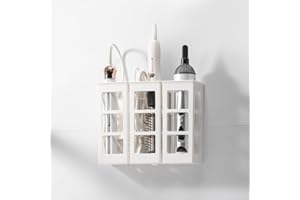 Bathroom Hair Styling Tool Organizer 1PCS White Multi-Functional Hair Dryer and Curling Iron Holder, Countertop Comb Storage 