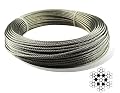 Muzata Stainless Aircraft Steel Wire Rope Cable For Railing ,Decking, DIY Balustrade, 1/8Inch,7x7,164Feet