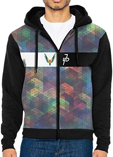 Men's JP And LP Logan Paul Jack Long Sleeve Full Zip Up Hoodie Sweatshirt Casual Active Hooded Jackets - With 2 Pockets Black