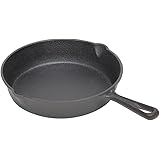 Home Basics Cast Iron Pre-Seasoned Cookware | 8", 10.5", 12" Round with Pour Spout | 10" Square | 19" Griddle (8" Round)