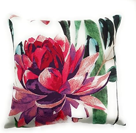 DECOR TRIBE Satin Lotus Print Cushion Cover (12x12inch/30x30 cm, Multicolour)