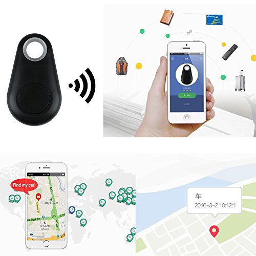 Smart Finder GPS Locator Pet Tracker Alarm Wireless Bluetooth 4.0 Anti-Lost Sensor Remote Selfie Shutter Seeker for Kids Bag Wallet Keys Car Smartphone (Black) - Thumbnail 2