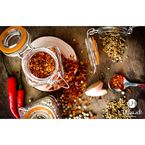 Spice Jars 12 Airtight Flip Top Bottles with 40 Labels & Chalkboard