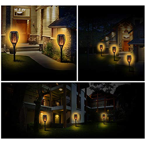 Everbest4U Solar Lights Upgraded, Waterproof Flickering Flames Torches Lights Outdoor Solar Landscape Decoration Lighting Dusk to Dawn Auto On/Off Security Torch Light for Patio Driveway (4)