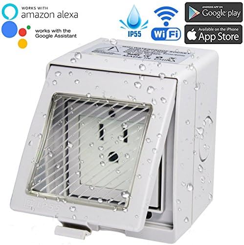 Goldwin Waterproof Outdoor Smart WiFi Plug,No hub require,IP55 waterproof WiFi wireless control Outlet socket Work with Amazon Alexa and Google Home,timing timer setting outlet switch