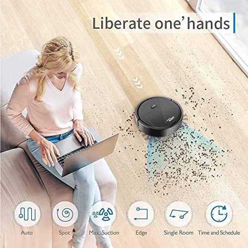 Robot Vacuum,Robotic Vacuums Cleaner with Self-Charging,with 360° Smart Sensor Protectio,Multiple Cleaning Modes Vacuum Best for Pet Hairs,Tile & Medium Carpet, Floor Cleaner Robot for Wood Floors