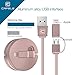 Retractable Lightning Cable, CAFELE 2 in 1 Lightning Micro USB Portable Flexible Charging Data Sync Cable for iPhone X 8 7 6s 6 Plus 5s 5 SE, Samsung S7 S6, Note, LG, Nexus, Nokia, Rose Gold, 3.3ft