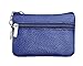 ETIAL Womens Genuine Leather Zip Mini Coin Purse w/Key Ring Blue
