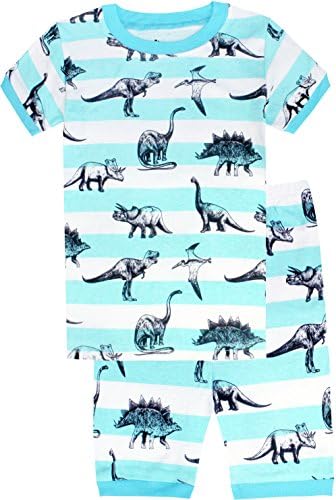 CoralBee Boys'2 Piece Sleepwear Short Pajamas Set Dinosaurs PJs Size 6Y