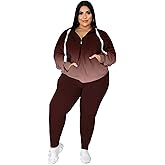 YeGine Womens Plus Size Two Piece Outfits Sweatsuits Casual Long Sleeve Set With Pockets