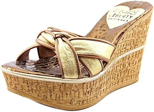 Love and Liberty Sandra Women US 8 Gold Wedge Sandal