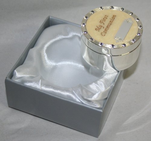 Stephan Baby "My First Communion" Rosary Box Engraveable with Silver Stones