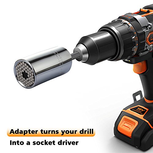 Universal Socket, EvZ Professional 11-32mm Multi-Function Ratchet Wrench Grip Power Drill Adapter Tools DIY Gift for Men Him Husband Dad Father Handyman Women