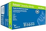 Cardinal Health 8856NMB Esteem Stretchy Nitrile III, Teal Blue, Fully-Textured Exam Glove, Medium, 150 per Box