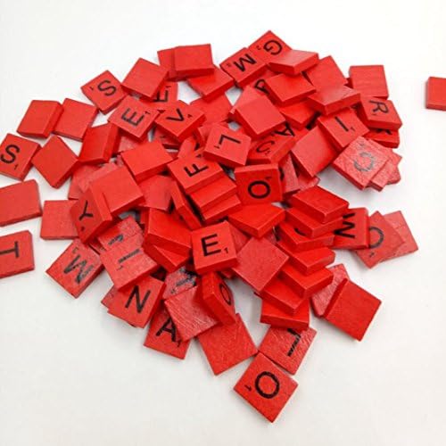 Scrabble Tiles Wood Craft Letters Word Tiles For Scrap Booking 100 Pieces (Red)