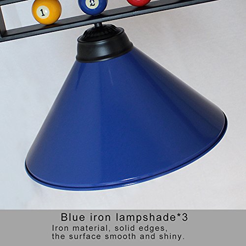 Chende 59'' Hanging Pool Table Light Fixture for Game Room Beer Party, Ball Design Metal Billiards Light with 3 Lamp Shades , Suitable for 7' or 8' Tables (Blue) - Thumbnail 4