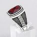 Chimoda Mens Rings in 925 Sterling Silver Handmade Ring with Red Cubic Zirconia and Marcasite (9)